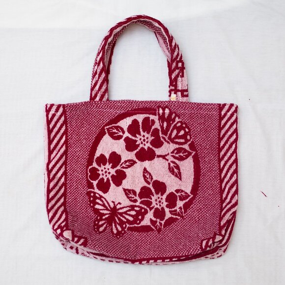 Purple Butterfly Vintage Handmade Towel Tote - Picture 5 of 10